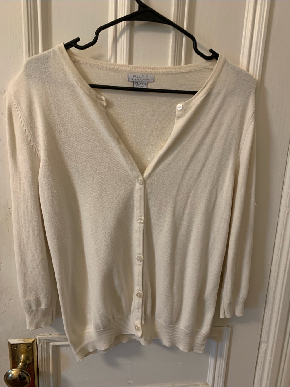 Pur Cream Button-Front Lightweight Cardigan Alfred Sung